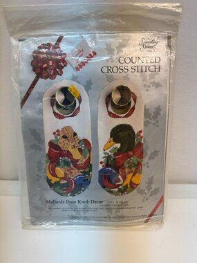 Vtg Crosstitch Kit Duck Door Knob Covers by Something Special  Sealed